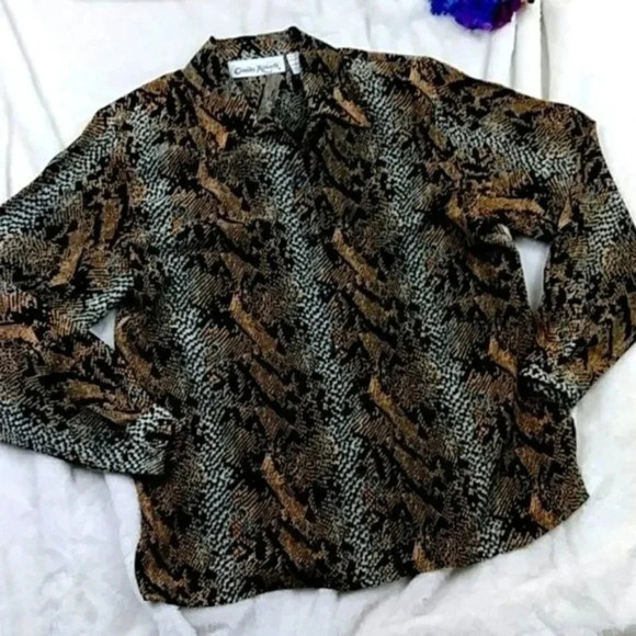 Vintage Claudia Richard Snakeskin Print Top - Picture 2 of 11